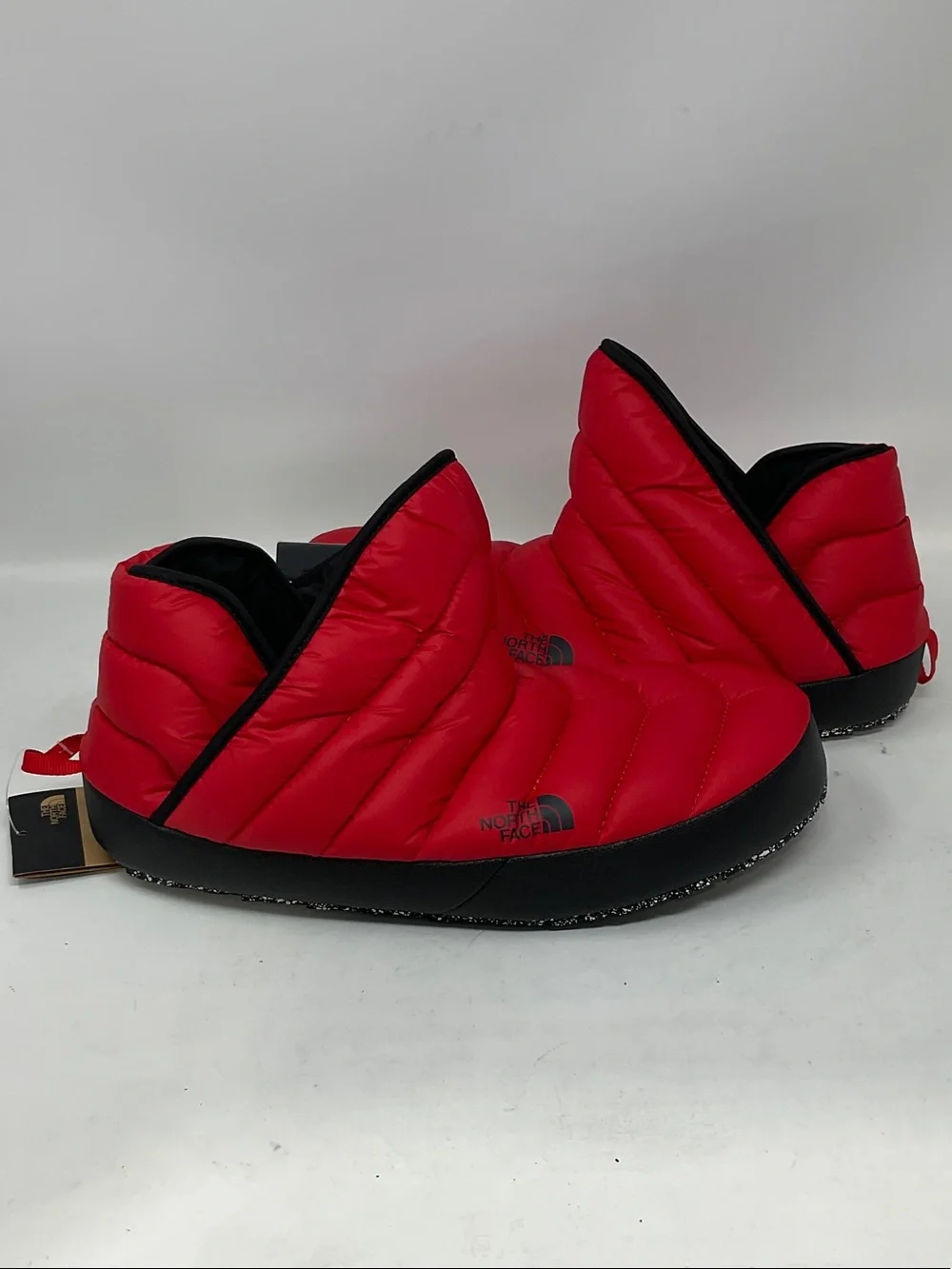 The North Face Red and Black Insulated Slip-On Mules